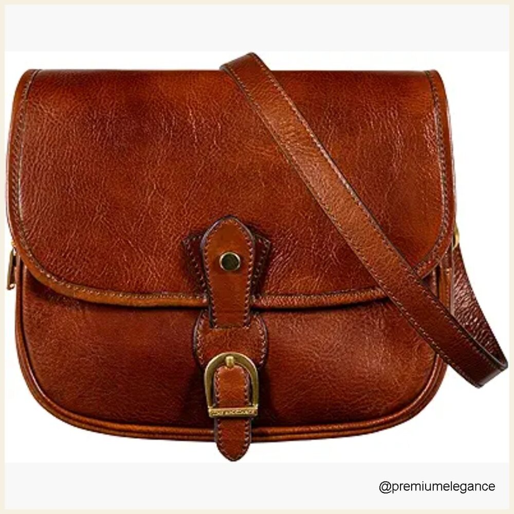 Medium Italian Leather Crossbody Bag With Multiple Pockets, Messenger Style